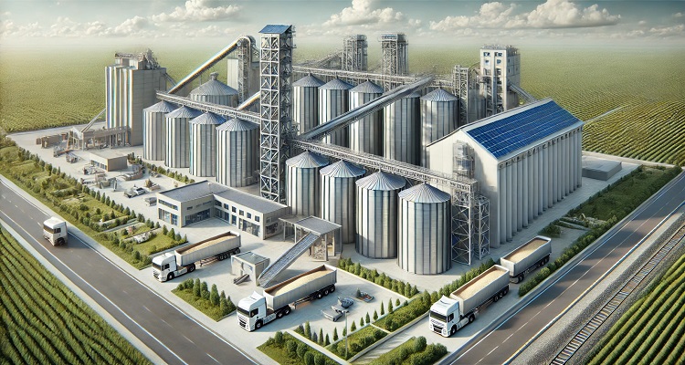 silos de granos y equipos de molienda de harina modernos