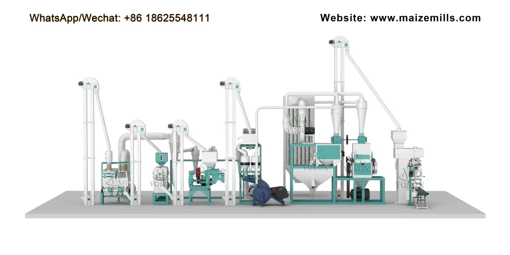 Disposición y equipo del molino harinero compacto 10TPD
